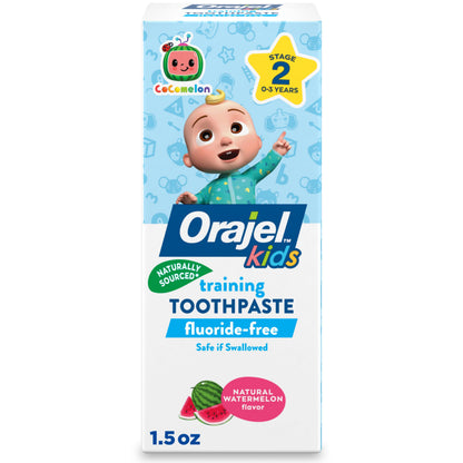 Buy now Orajel Kids CoComelon Training Toothpaste Fluoride-Free; #1 Pediatrician Recommended Fluoride-Free Toothpaste*, 1.5oz Tube at indiglob india