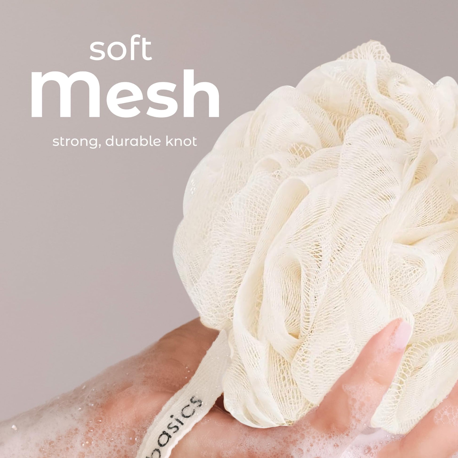 Buy now MainBasics Seaweed Infused Bath Shower Loofah Sponge Pouf Body Wash Scrubber (Set of 3) at indiglob india