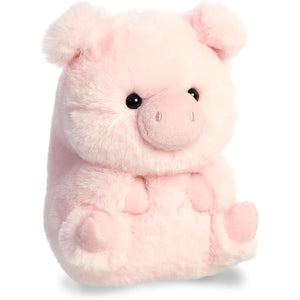 Aurora® Round Rolly Pet™ Prankster Pig™ Stuffed Animal - Adorable Companions - On-The-Go Fun - Pink 5 Inches