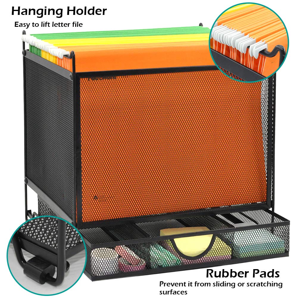 Buy now Metal Desk Hanging File Folder Box Storage Holder Bin Organizer with Drawer for Letter/A4 for Home Office, Black at indiglob india