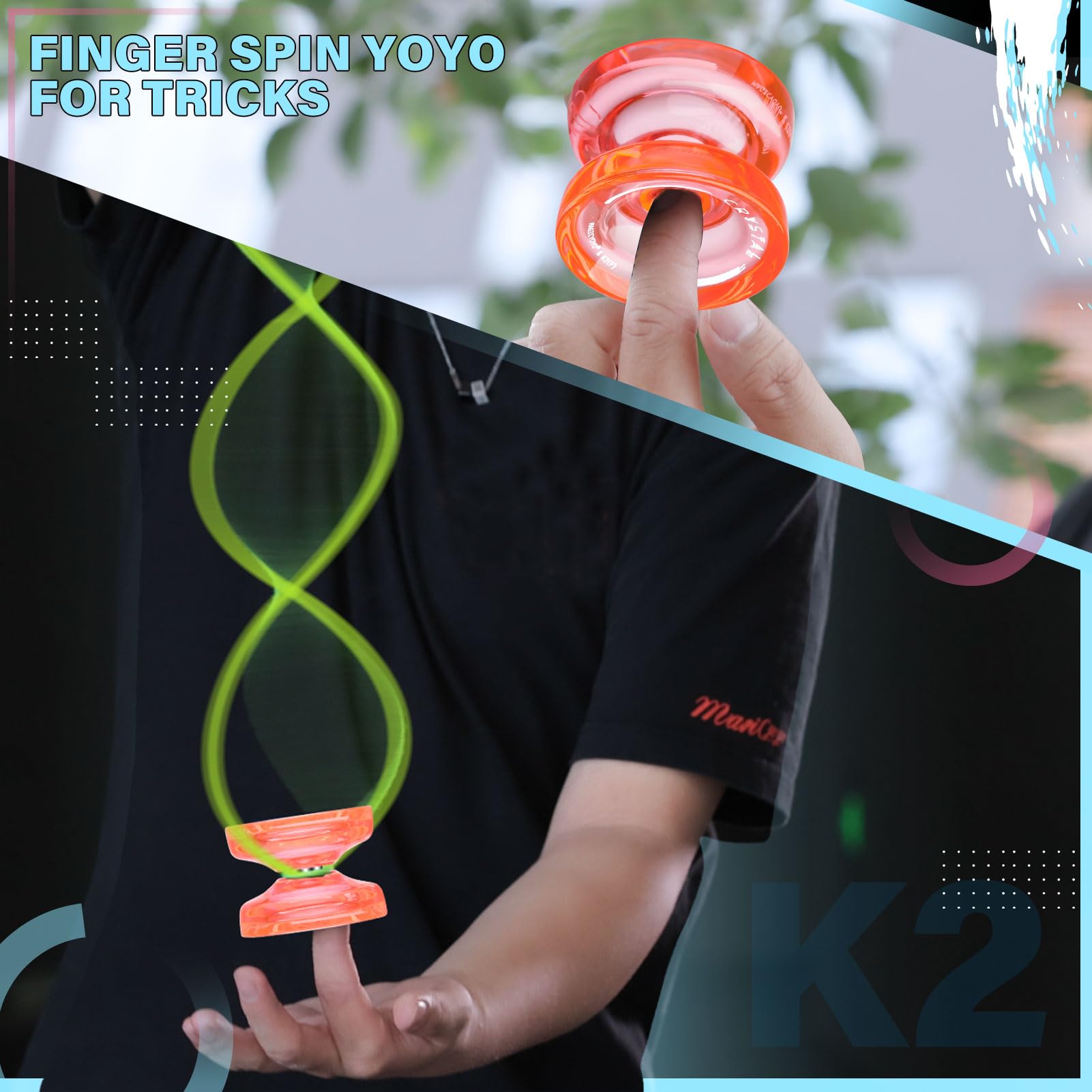 Buy now MAGICYOYO K2 Plus Crystal Orange Yoyo, Professional Fingerspin Trick Yo Yo for Kids/Adults, Responsive Yo-yo for Beginner, Replacement Unresponsive Bearing with 6 Yo yo Strings+Bearing Remover at indiglob india