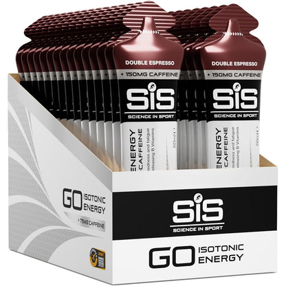 Science in Sport Energy Gel Pack, 30 Pack Energy Gels + Caffeine, 22g Fast Acting Carbs, Endurance Sport Gels, Double Espresso, 2 Fl Oz (Pack of 30)