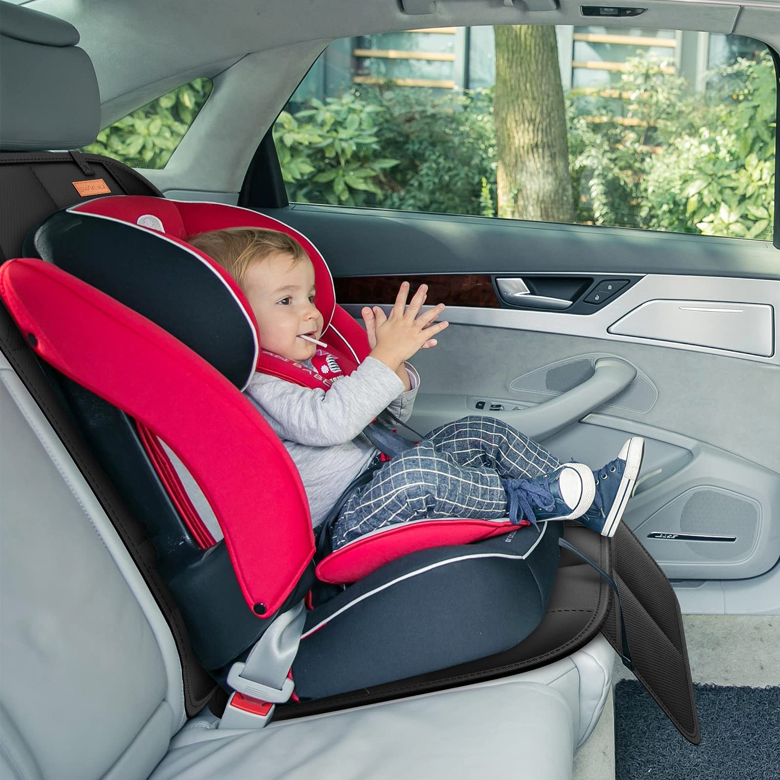 Buy now SMART ELF Car Seat Protector, 2Pack Seat Protector Protect Child Seats with Thickest Padding and Non-Slip Backing Mesh Pockets for Baby and Pet,Sedan SUV Truck (Black) at indiglob india