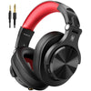 OneOdio A70 Bluetooth Over Ear Headphones, Wireless Headphones with 72H Playtime, Hi-Res, Built-in Mic, 3.5mm/6.35mm Wired Audio Jack for Studio Monitor & Mixing DJ Guitar AMP, Computer PC Gaming - Red