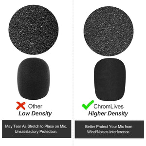 Phinus 10 Pack Lapel Microphone Windscreen, Headset Windscreen, Mic Foam Covers Lavalier Microphone Windscreen for Variety of Headset Microphone, Tough Sponge Material, Noise Reduction, Black