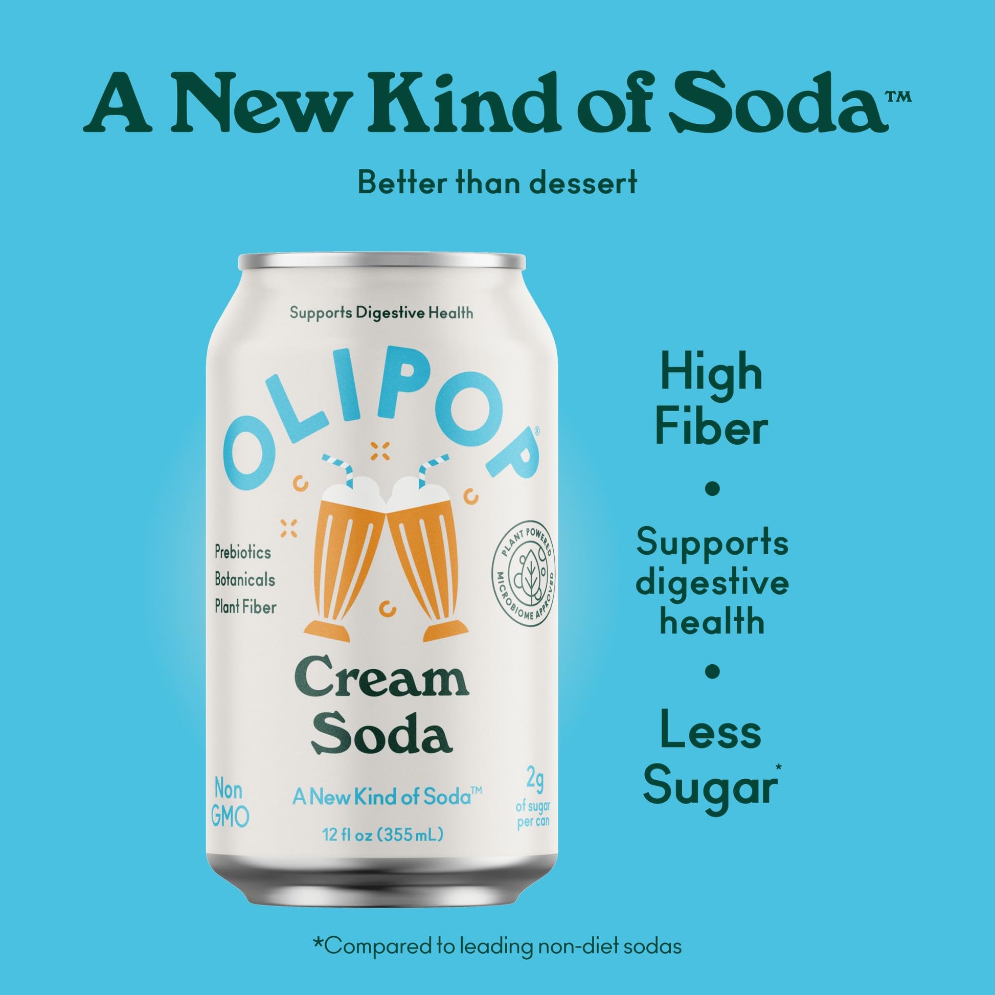 Buy now OLIPOP Prebiotic Soda Pop, Cream Soda, Prebiotics, Botanicals, Plant Fiber, 12 fl oz (4 Cans) at indiglob india