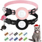 Airtag Cat Collar, Air tag Cat Collar with Bell and Safety Buckle in 3/8" Width, Reflective Collar with Waterproof Airtag Holder Compatible with Apple Airtag for Cat Dog Kitten Puppy (Black)