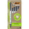 BIC Ecolutions Clic Stic Blue Ballpoint Pens, Medium Point (1.0mm), 12-Count Pack, Retractable Ball Point Pens Made from 78% Recycled Plastic - Black