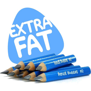 Short Thick Triangle Pencils For Kids - Stronger 5MM Core, Fat Pencil Grip, For Beginners, 2-6 Year Olds, Toddlers, Kindergarten - 8 Learning Pencils for Children with Pencil Sharpener (Light Blue)