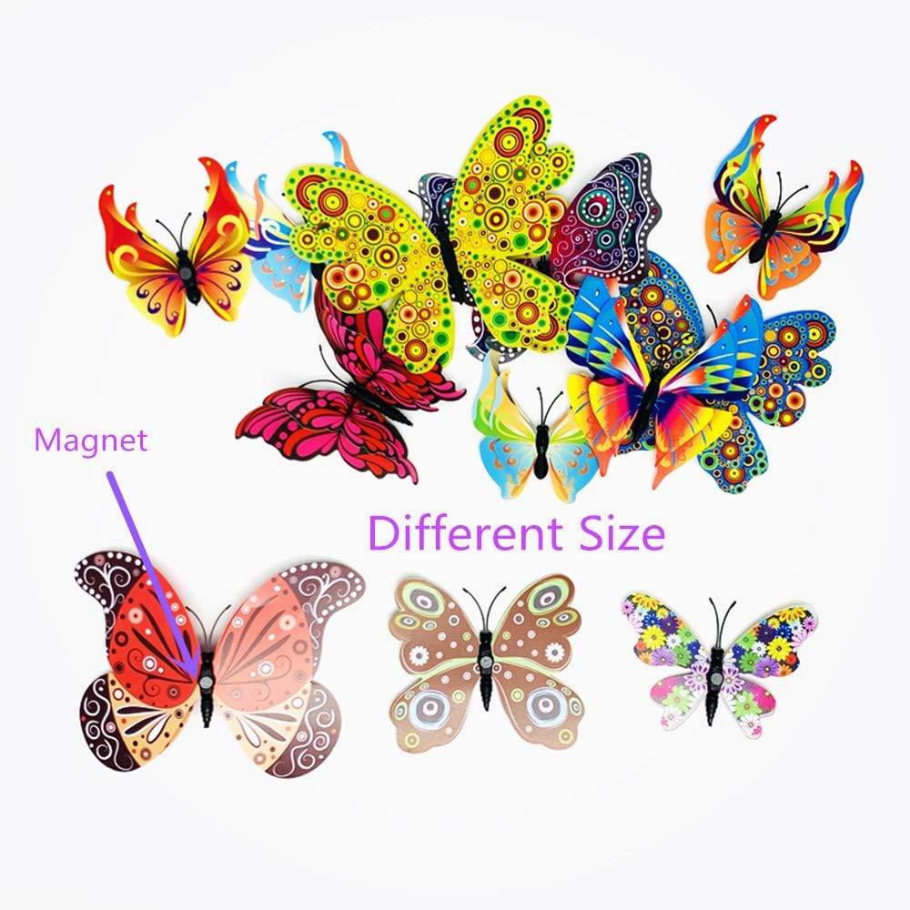 12PCS PVC 3D Butterfly Fridge Magnets Refrigerator Magnets Wall Stickers with Magnet for Wall Decor Art Decor Crafts Home Party Decoration - My Store