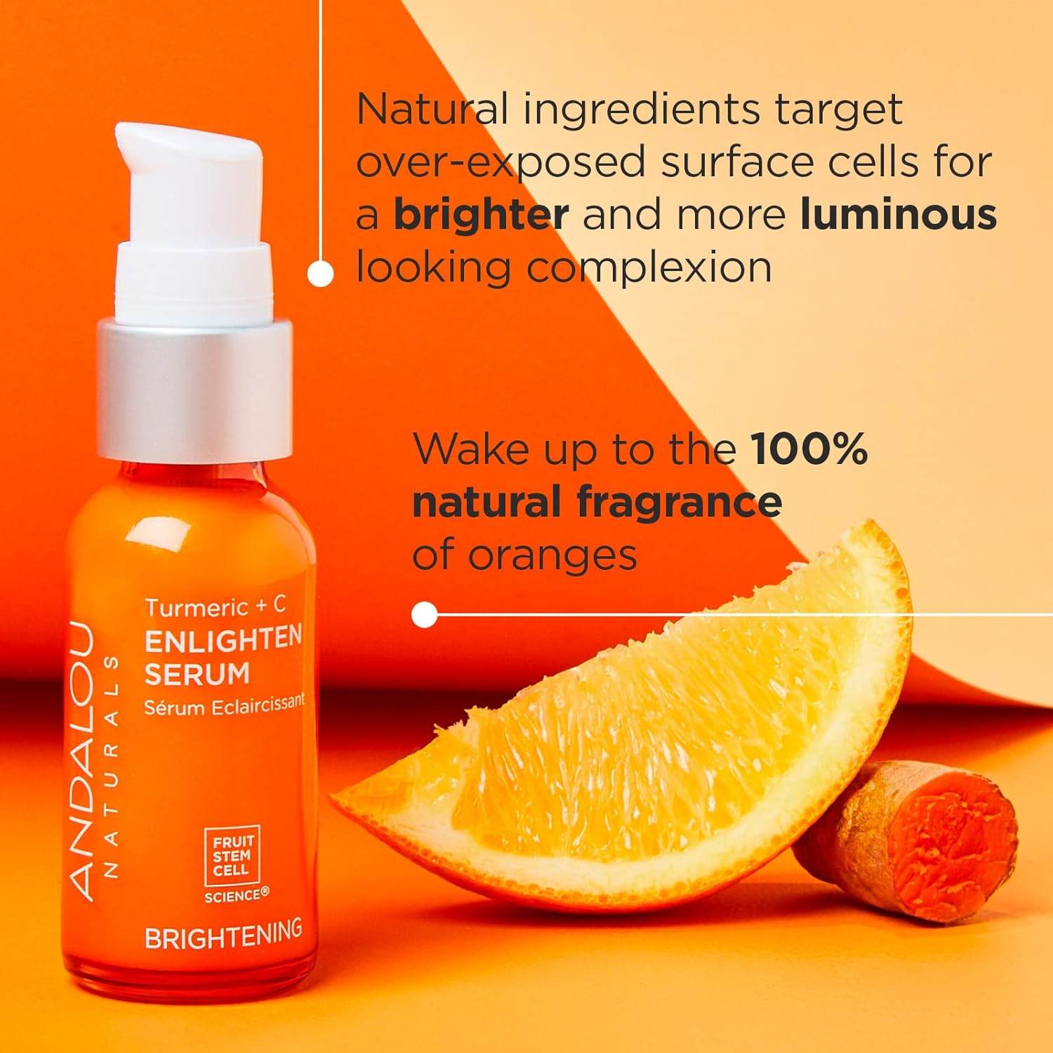 Andalou Naturals Turmeric + Vitamin C Enlighten Serum | Illuminating Face Treatment for Uneven Tone & Sun Damage | With Turmeric and Fruit Stem Cells | 1.1 fl oz - My Store