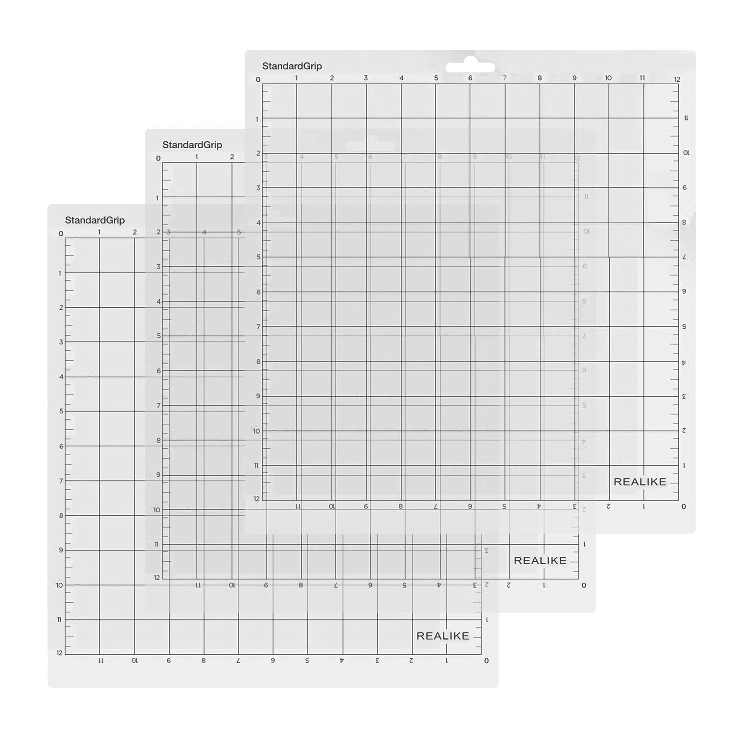 Buy now REALIKE 12x12 Cutting Mat Compatible with Cricut Maker 3/Maker 4/Maker/Explore 3/4/Air 2/Air/One(3 Mats), Gridded Adhesive Non-Slip Cut Mat for Crafts, Quilting, Sewing and All Arts (Variety) Transparent 12*12 (3 Mats) StandardGrip at indiglob india