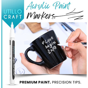 8-Pack White Paint Pens (0.7mm) Extra Fine Tip Made in Japan | Bold Color + 100% Coverage | For Rock, Wood, Glass, Paper, Fabric, Canvas, Metal & More