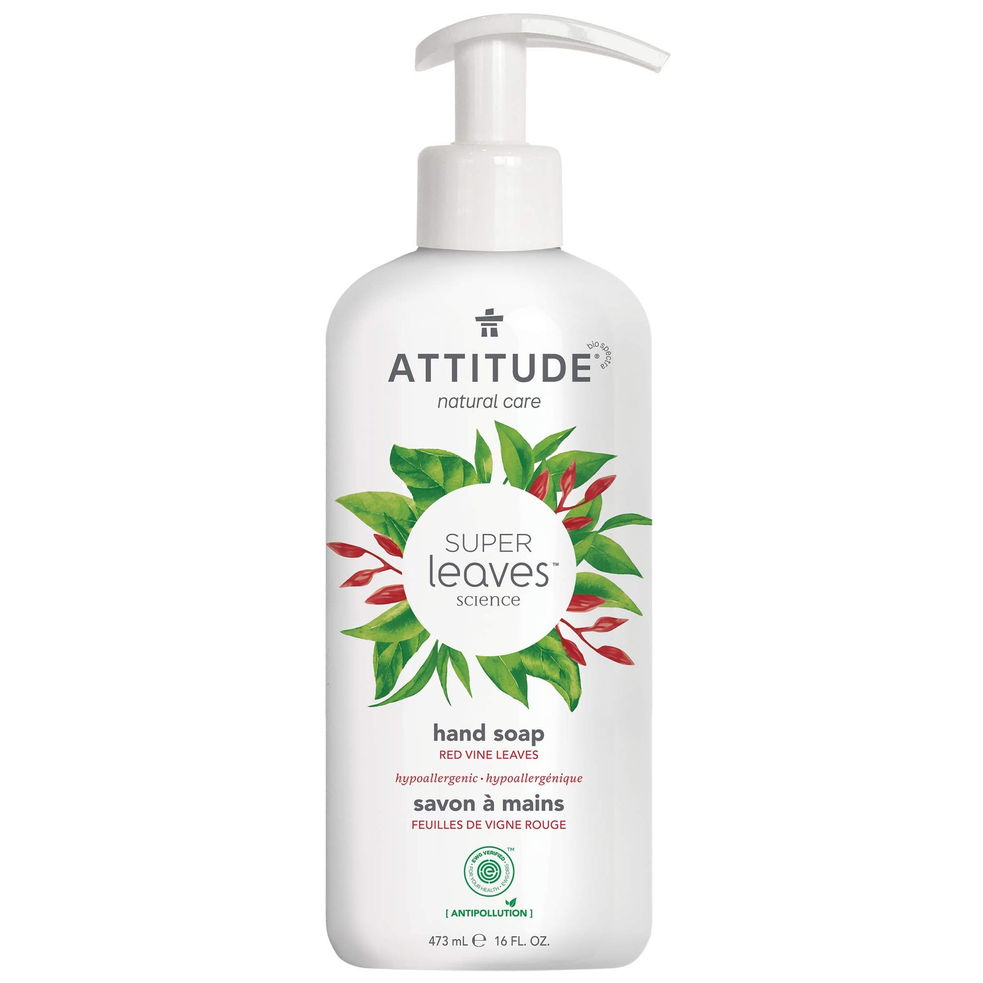 Buy now ATTITUDE Liquid Hand Soap, EWG Verified, Plant and Mineral-Based, Vegan Personal Care Products, Coconut & Wild Berries Scent, 16 Fl Oz Red Vine Leaves 16 Fl Oz (Pack of 1) at indiglob india