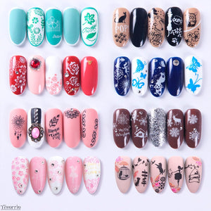 Gel Polish Design Nail Art Stamper - 12Pcs Stamp for Nails Plate Set Stamp Tool for Nails Flower Beauty Butterfly Stamps for Slow Drying Nail Polish - Manicure Set Art Kit