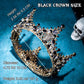 Aiosy Halloween Black Crown Rhinestone Tiara and Crowns Crystal Queen Tiara Gothic Hair Accessories Wedding Crowns Costume Baroque Crown for Women