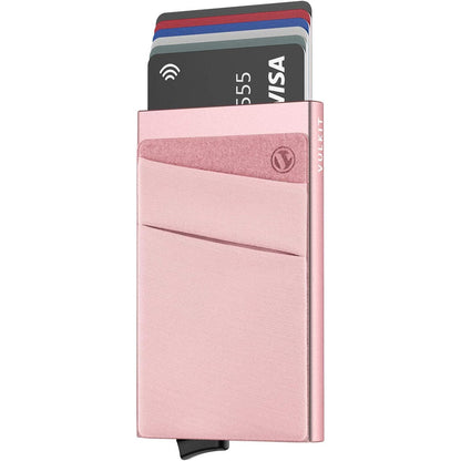VULKIT Card Holder with Money Pocket Pop Up Wallet RFID Blocking Slim Metal Bank Card Case Holds 5 Cards and Notes
