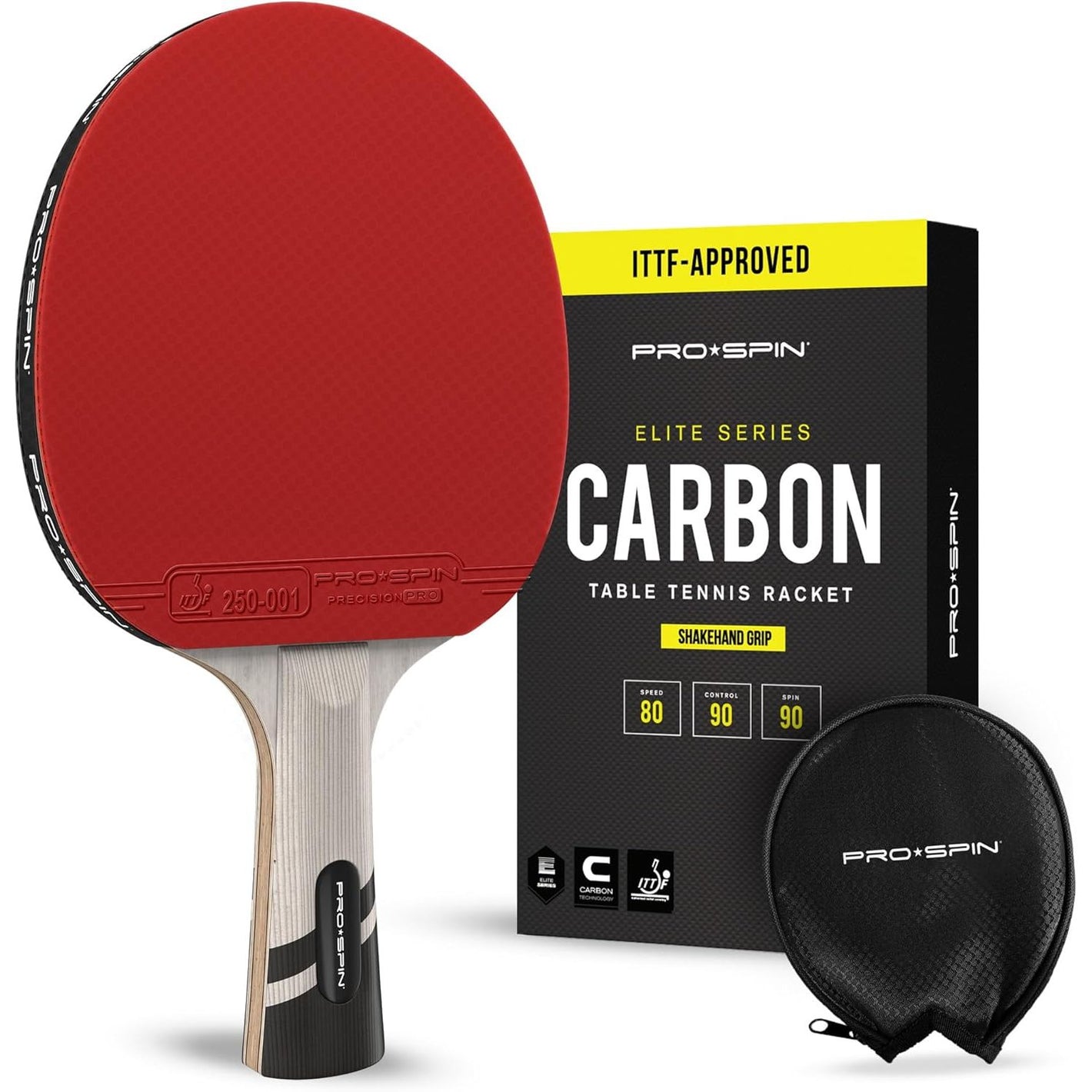 PRO SPIN Ping Pong Paddles - Professional Level Table Tennis Rackets with Carbon Fiber for Superior Control | 7-Ply Blade, Premium Rubber, 2.0mm Sponge | Includes Protector Case
