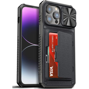 ATATOO Wallet Case for iPhone 14 Pro Max with Card Holder, Sliding Camera Cover, Military Grade Protective Case Compatible with iPhone 14 Pro Max 6.7 Inch 2022 - Black