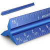 12" Architectural Scale Ruler Aluminum Architect Scale Triangular Scale Ruler for Architects, Draftsman, Students and Engineers, Black - Blue