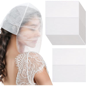 Tegeme 50 Pieces Face Makeup Protector Hood Disposable Cosmetic Mask Beauty Makeup and Clothing Dress Protector Face Mask for Women