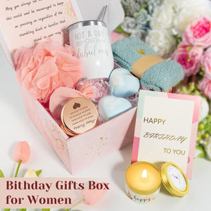 Birthday Gifts for Women, Unique Happy Birthday Relaxing Spa Bath Set Gift Baskets Ideas for Her, Mom, Sister, Friends, Best Pampering Care Gift Box Thank You Gifts for Women Who Have Everything