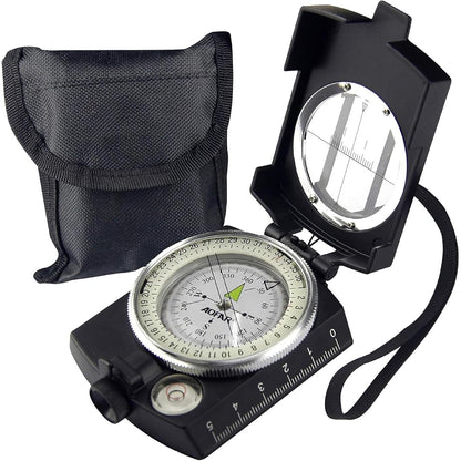 AOFAR Military Compass,AF-4580 Lensatic Sighting, Waterproof and Shakeproof with Map Measurer Distance Calculator, Pouch for Camping, Hiking