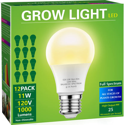 Buy now Grow Light Bulbs, Briignite LED Grow Light Bulb A19 Bulb, Full Spectrum Grow Light Bulb, Plant Light Bulbs E26 Base, 11W Grow Bulb 100W Equivalent, Grow Light for Indoor Plants, Seed Starting, 2Pack Warm White 12 at indiglob india