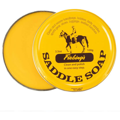 Fiebing's Yellow Saddle Soap for Leather (3.5 oz Tin) - Cleaner & Conditioner to Soften, Protect & Restore Leathercraft, Car Seat, Couch, Shoe, Purse, Boot, Bag & Saddles