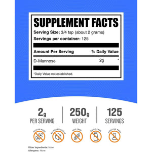 BulkSupplements.com D-Mannose Powder - D-Mannose Supplement, for Urinary Tract Health - Unflavored & Gluten Free, 2g per Serving, 250g (8.8 oz) (Pack of 1)