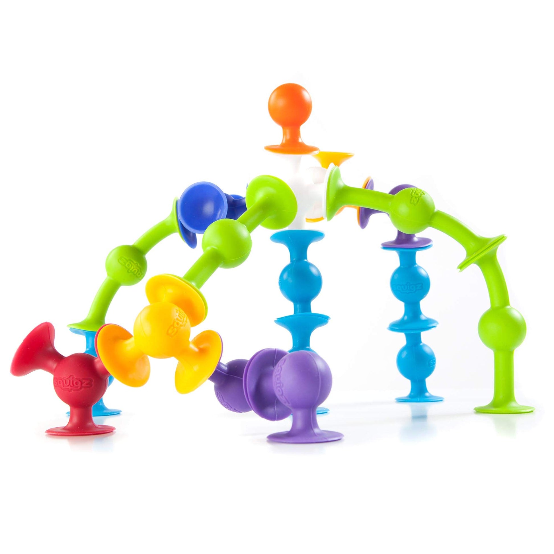 Buy now Fat Brain Toys Squigz Starter Set, 24 Piece Suction Bath Toys, Sensory Toys for Kids 3 and Up at indiglob india