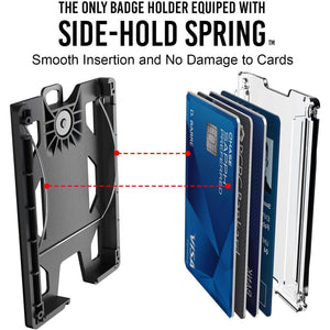 GOVO T4 Badge Holder/Wallet - Durable Polycarbonate ID/Credit Holder with Metal Clip and 4 Cards Slot (Holds 1to 4 Cards) Black