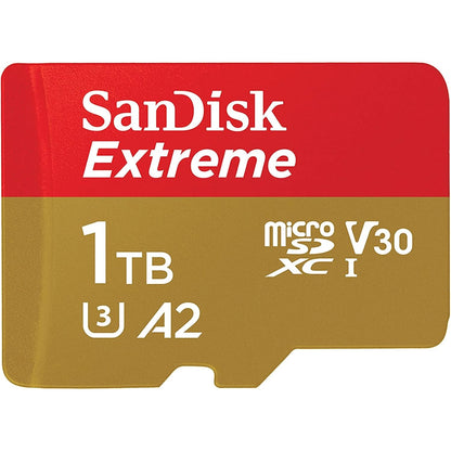 SanDisk 1TB Extreme microSDXC UHS-I Memory Card with Adapter - Up to 190MB/s, C10, U3, V30, 4K, 5K, A2, Micro SD Card- SDSQXAV-1T00-GN6MA, Gold/Red