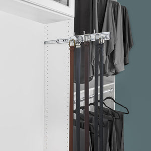 Rev-A-Shelf 14" Pull Out Closet Organization Rack for Belts, Ties and Scarves, Accessories Storage Hanger with Mounting Hardware, Chrome, BRC-14CR