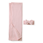 Buy now Little Sleepies Swaddle & Luxe Bow Headband Set, Viscose from Bamboo Baby Swaddles, Newborn Baby Girl Clothes (Prima Pink Ribbed) at indiglob india