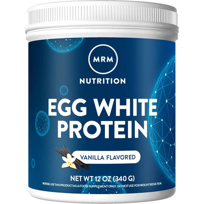 MRM Nutrition Egg White Protein | Vanilla Flavored | 23g Fat-Free Protein | with Digestive enzymes | Highest Biological Value | Clinically Tested | 10 Servings
