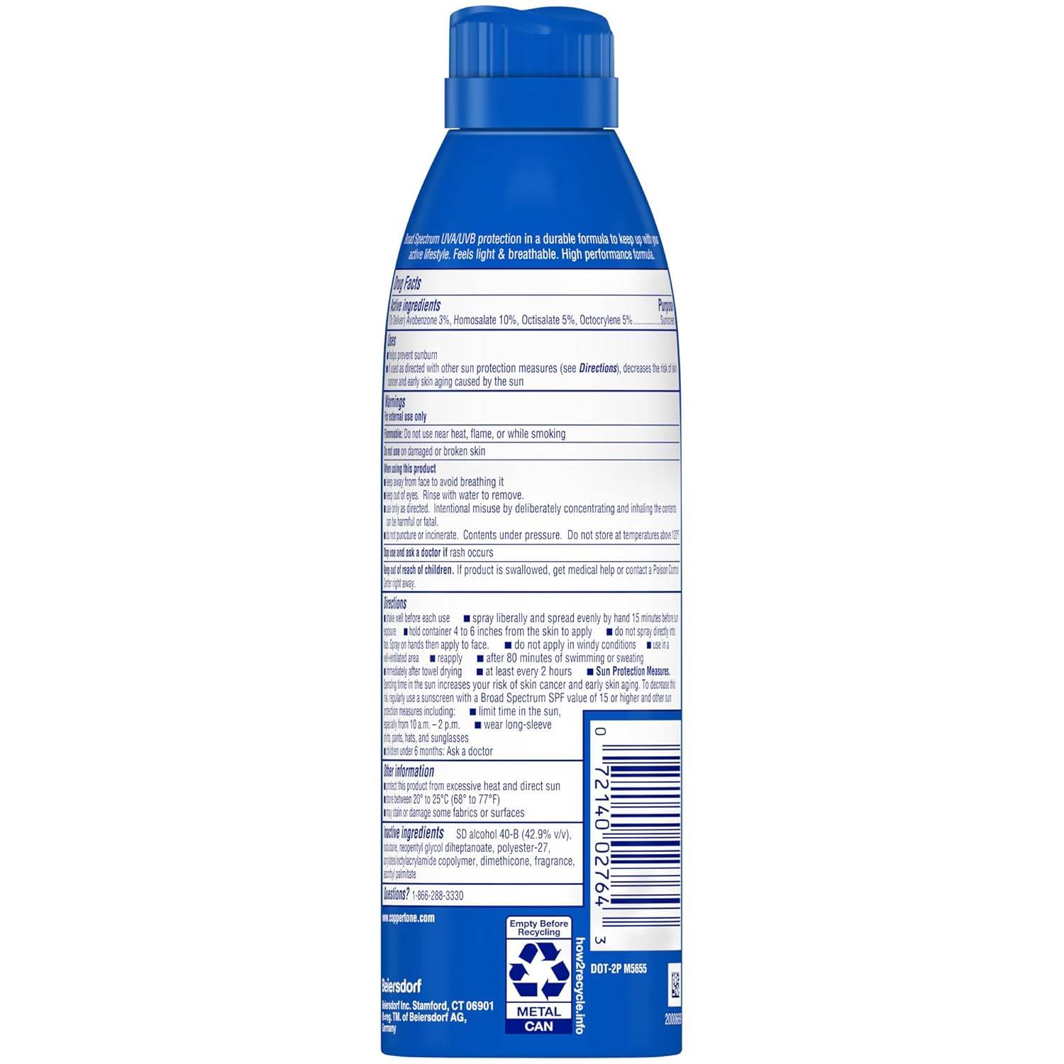 Coppertone Sport Sunscreen Spray SPF 50, Sweat, Heat and Water Resistant Sunblock, Lightweight, Oxybenzone Free, Spray Sunscreen Bulk Pack, 5.5 Oz Bottle, Pack of 3 (Packaging May Vary) - My Store