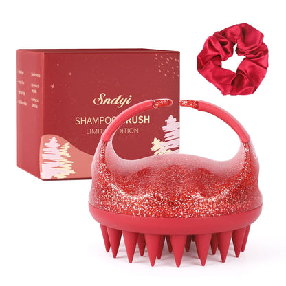 Buy now Sndyi Soft Silicone Scalp Massager for Dandruff Removal and Hair Growth - Wet Dry Scalp Exfoliator Brush for Scalp Care - Beige Red-limited Edition at indiglob india