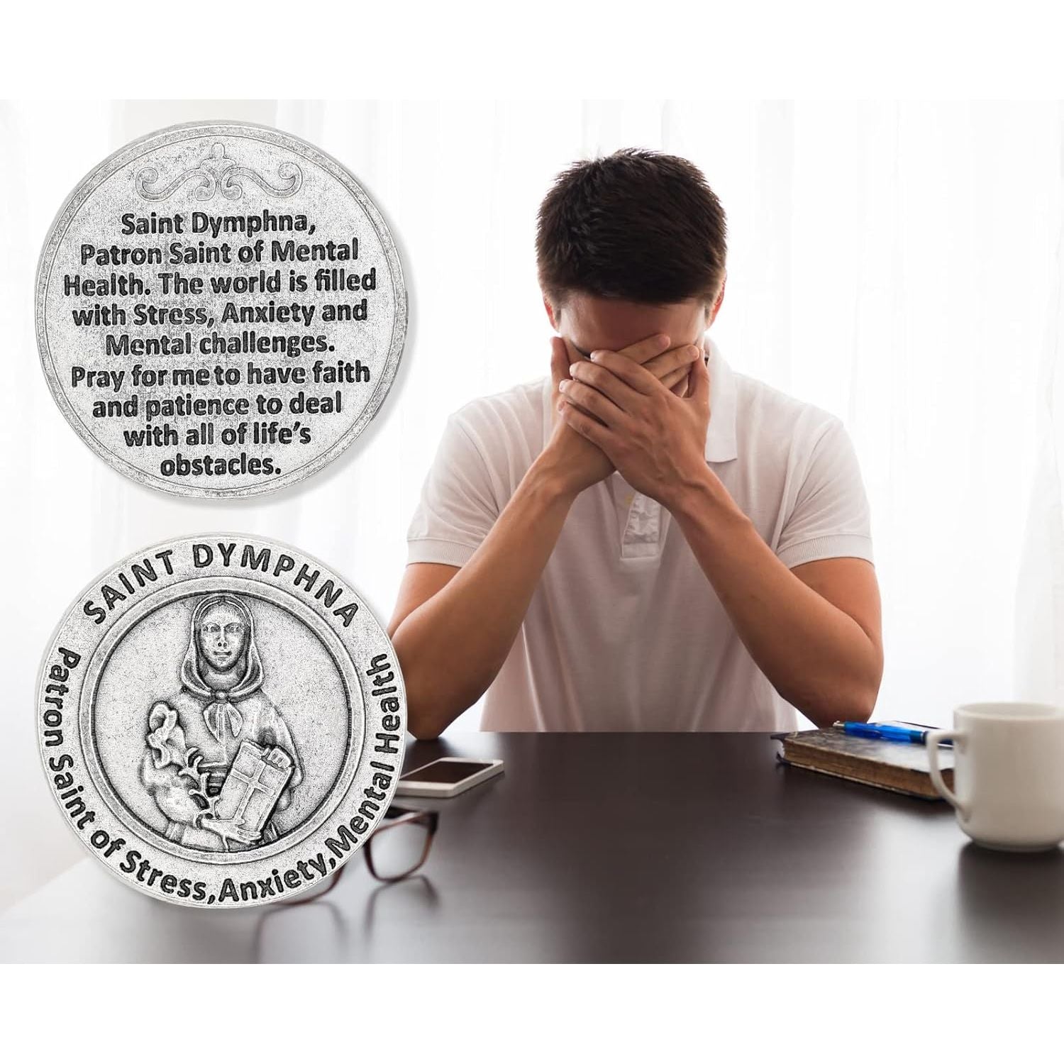Buy now St St. Saint Dymphna Pocket Token Coin 1.2 with Prayer Catholic Patron Stress Anxiety Mental Health by Gifts Catholic, Inc. at indiglob india