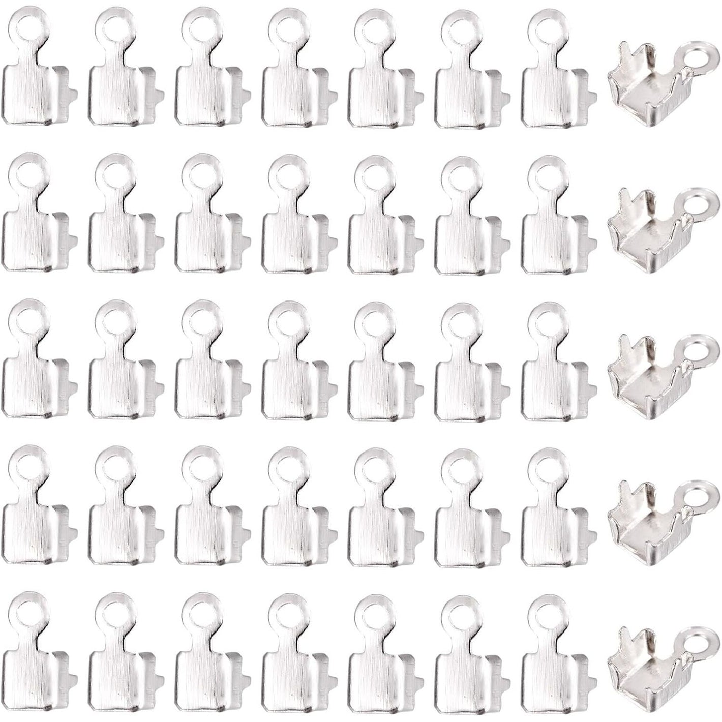 Craftdady 200pcs Cup Chain Connector End Tips with Loop 3x3mm for Iced Out Rhinestone Chain Jewelry Making