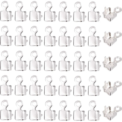 Craftdady 200pcs Cup Chain Connector End Tips with Loop 3x3mm for Iced Out Rhinestone Chain Jewelry Making