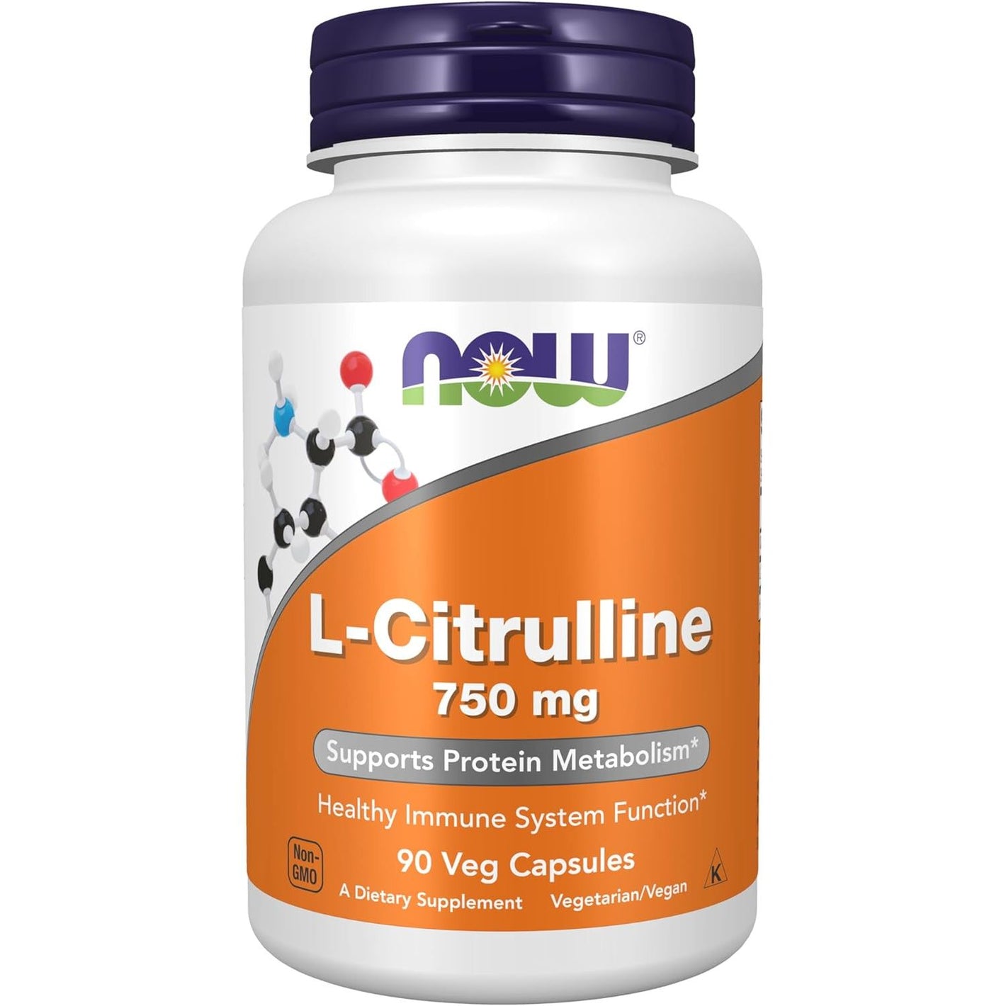 NOW Foods Supplements, L-Citrulline 750 mg, Supports Protein Metabolism*, Amino Acid, 90 Veg Capsules
