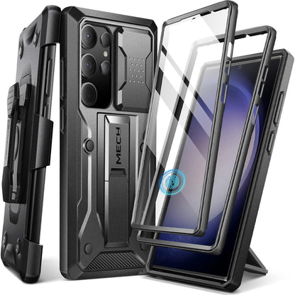 TONGATE for Samsung Galaxy S23 Ultra Case, [Built-in Slide Camera Cover & Screen Protector] [2 Front Frame] Military Grade Shockproof S23 Ultra Phone Case with Kickstand & Belt-Clip 6.8", Black