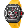 Mens Luxury Tonneau Square Watches Analog Punk Chronograph Unique Sports Wrist Watch Japanese Movement Luminous Design with Rubber Band - Black Yellow