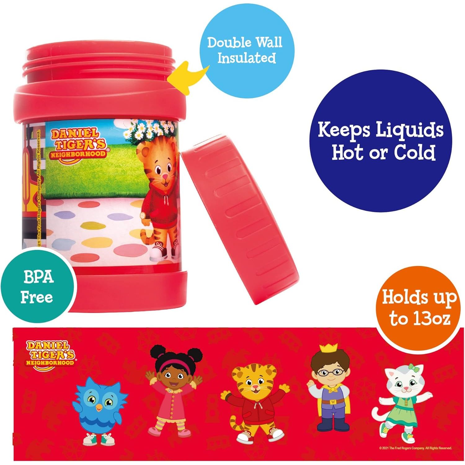 Buy now Daniel Tiger's Neighborhood Stainless Steel 13 oz Food Jar for Kids, Red -Double Wall Insulated, Leak-Proof thermos Jar Keeps Liquids & Food Hot or Cold for Hours-Fits Inside All Lunch Boxes & Bags at indiglob india