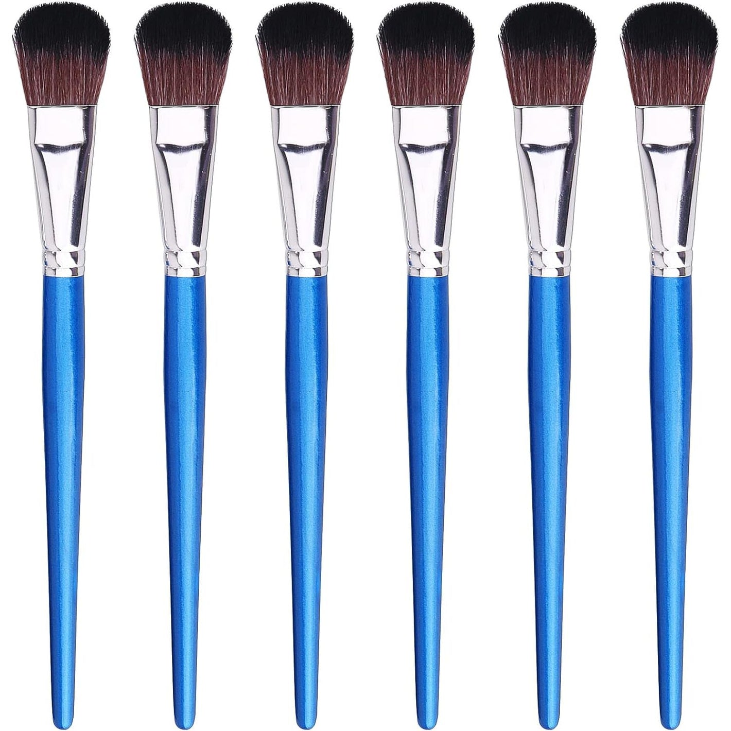 1 Inch Mop Brush for Acrylic Painting, 6 Pieces Oval Blending Brushes for Acrylic Painting with Short Wooden Handle for Acrylic, Gouache，Watercolor