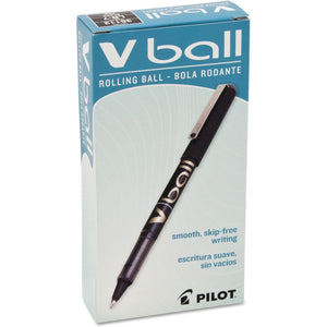 Pilot VBall Liquid Ink Rolling Ball Stick Pens, Fine Point, Black Ink, 12-Pack (35112)