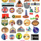 100pcs Travel Map Stickers World Famous Tourism Country Regions Logo Waterproof Tourist Wonders Stickers National Flag Idea for Luggage Skateboard Laptop Luggage Suitcase Book Covers - My Store