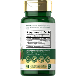 Carlyle Goji Berry 1000mg | 120 Capsules | Concentrated Extract from Wolfberry Plant | Non-GMO, Gluten Free - My Store