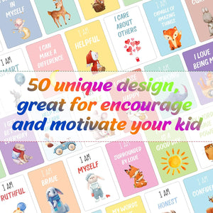50 Set Positive Affirmation Cards for Toddlers Motivational Affirmations Cards Educational Flash Cards Inspirational Daily Affirmations for Kids Words of Mindfulness for Children